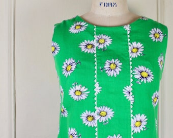 Vintage 60s Linen and cotton scooter dress by Leroysize SM