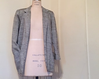 1980-90s grey tweed OVERSIZED BLAZER from Laurie Lee - classic menswear, jacket, coat -  vintage size 11/12, medium, large