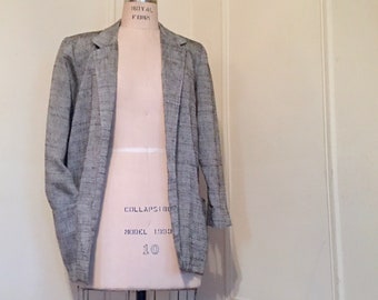 BLAZER OVERSIZE in tweed grigio anni '80-'90 di Laurie Lee - classico abbigliamento da uomo, giacca, cappotto - taglia vintage 11/12, medio, grande