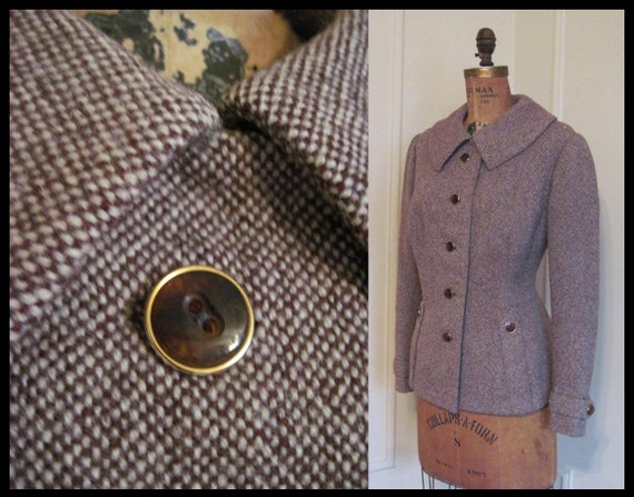 vintage 1960s Arnold Scaasi Brown Tweed Coat, wit… - image 4