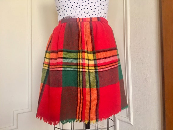 1970s red wool plaid mini skirt - CHARLIE'S GIRLS… - image 1