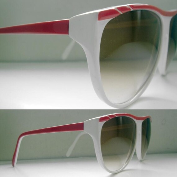 vintage Italian 1980s White and Red New Wave Sung… - image 3