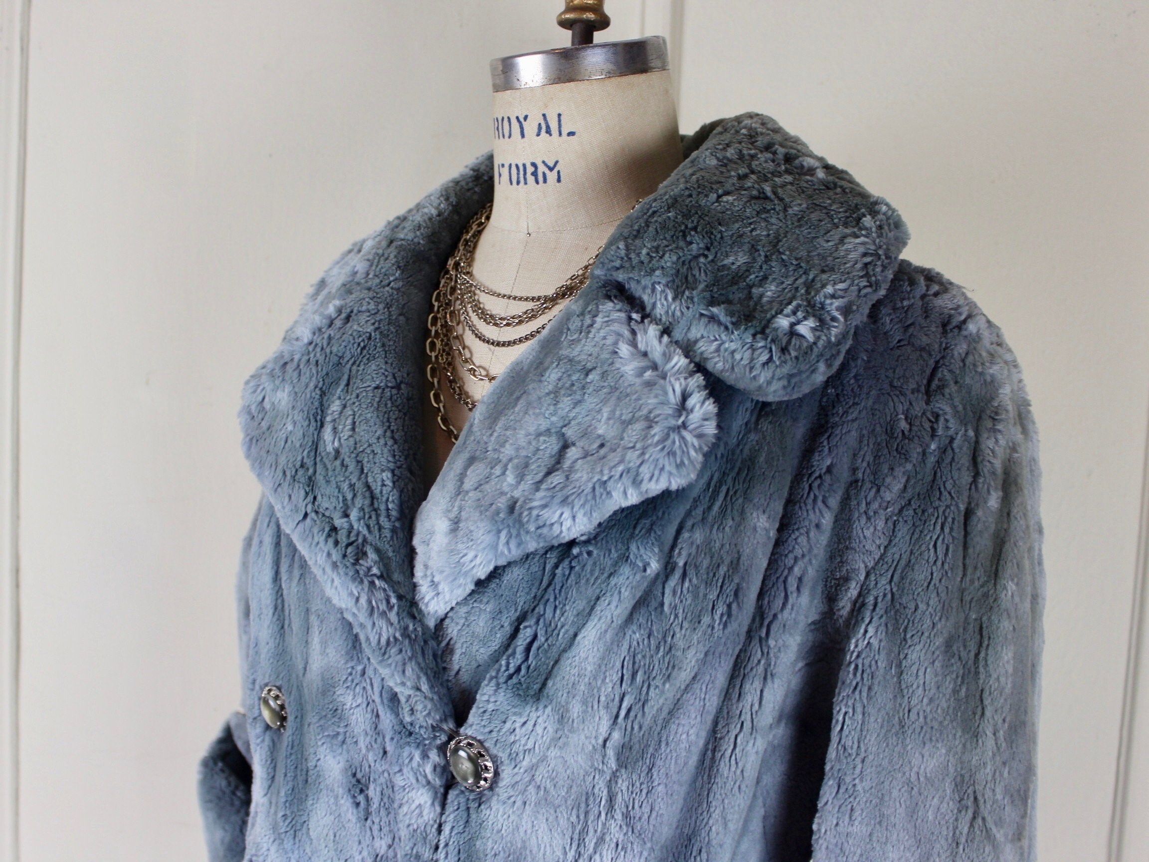 The Blue Mink 1960s Midi Length Pea Coat Vintage Gewurz Fur | Etsy