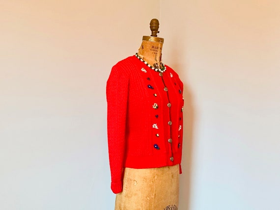 1950s AUSTRIAN FOLK cardigan - vintage WOOL butto… - image 6