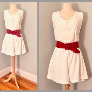 1980s White Terrycloth Romper, short-shorts, jumper, playsuit - TUFTEES - vintage pLuS size, 1x, xxl, extra large