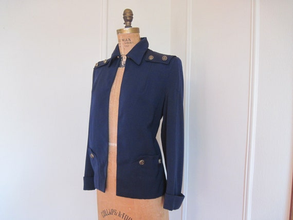 1940s Navy Blue Gabardine Jacket - vintage tailor… - image 1