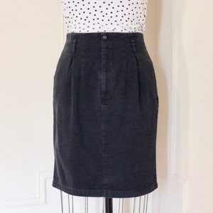 yada yada yada, 1990s BANANA REPUBLIC black pencil skirt - high waisted, 100% cotton, pleated front, 90s - vintage size 8, small to medium