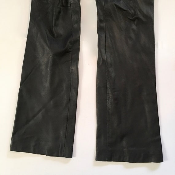 1990s Black Leather pants - LOW RISE pants / jean… - image 3
