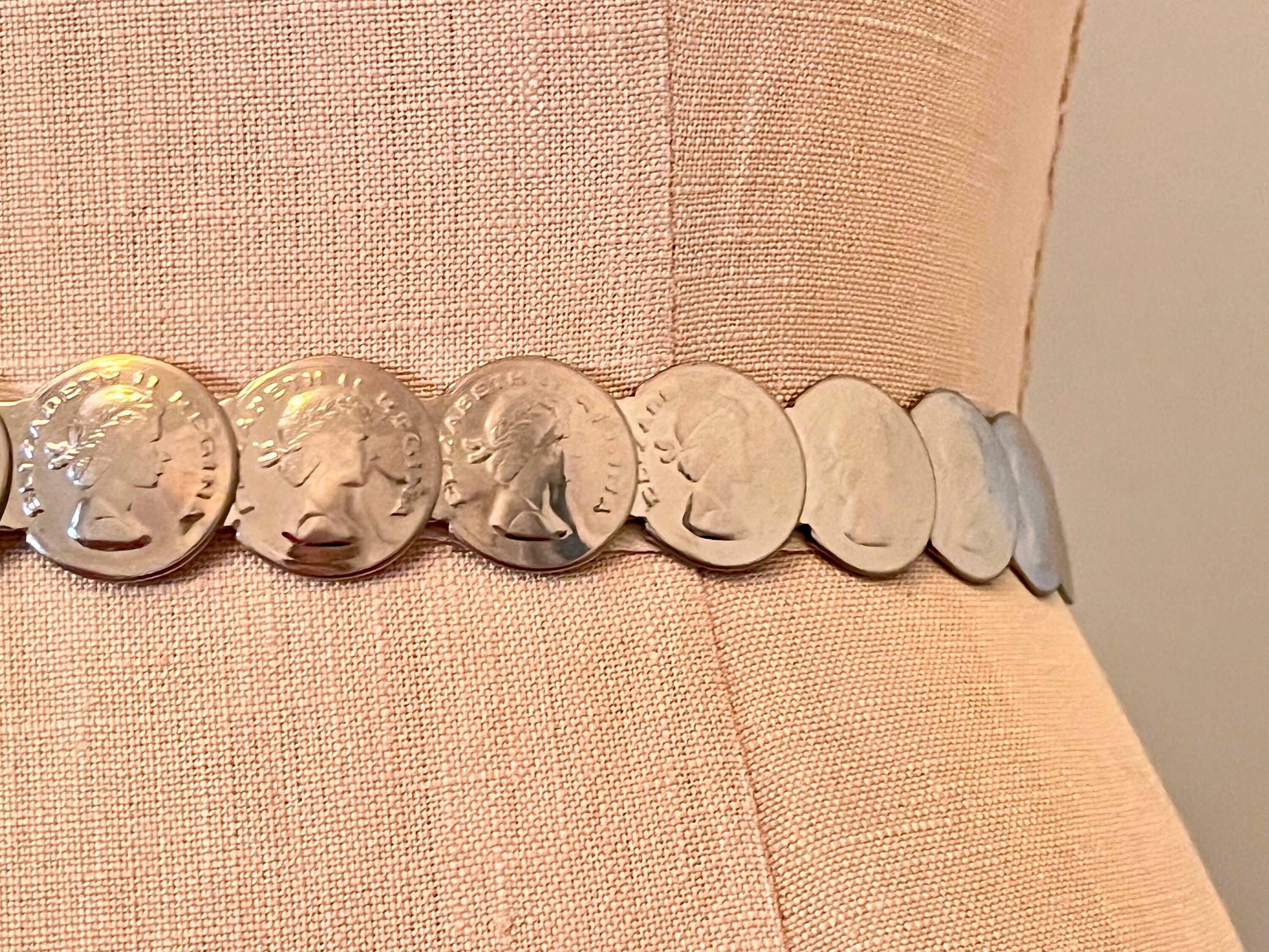 Vintage 1960s Queen Elizabeth Regina Stretchy Silver Coin Belt Vintage 1960s QUEEN ELIZABETH Regina Silver Coin Belt  main image 3