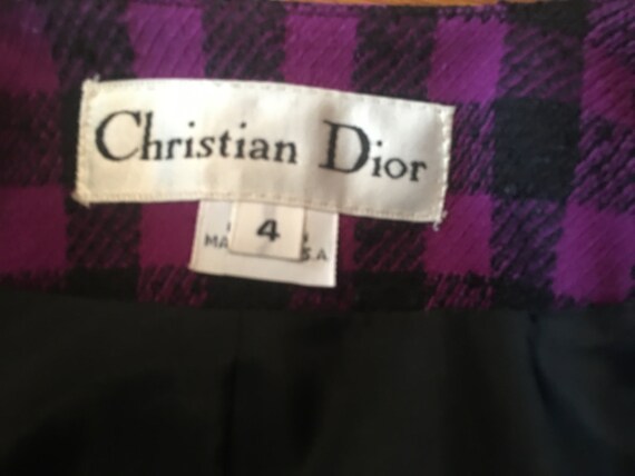 vintage Dior, 1980s Purple & Black Plaid one butt… - image 2