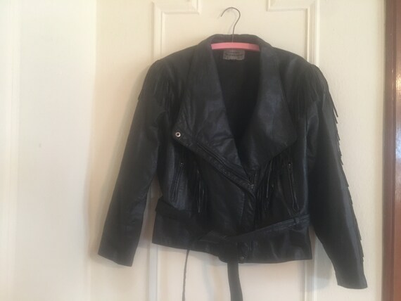 1980s Black Leather Motorcycle Jacket Leather Warehouse Vintage