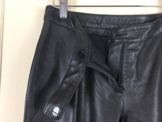 1990s Black Leather pants - LOW RISE pants / jean… - image 4