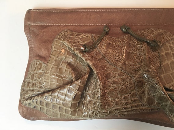 Vintage Snakeskin Clutch Salmon Pink Beige and Brown Clutch Purse 1970/'s Hand Bag 80/'s leather Reptile Purse Convertible Crossbody
