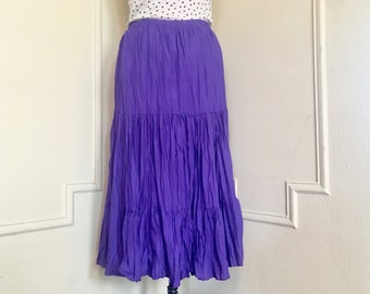 Skirt Fits S M L XL XXL Plus Broomstick Purple Gold Floral Print Long  NWT CC 