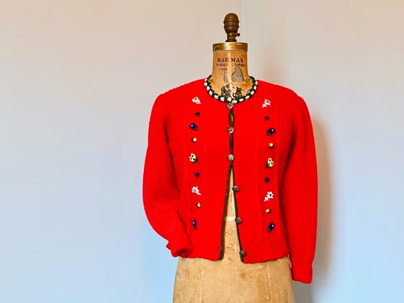 1950s AUSTRIAN FOLK cardigan - vintage WOOL butto… - image 8