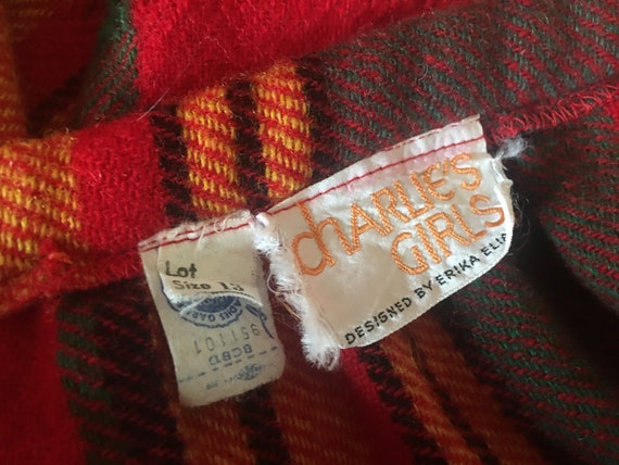 1970s red wool plaid mini skirt - CHARLIE'S GIRLS… - image 2
