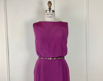 vintage 1960s Fuchsia Cocktail Party Dress - bomber, pencil, wiggle  - size small to medium