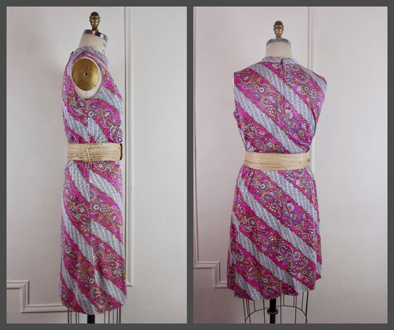 the Pink Paisley Shift, vintage 1970s Summer Dres… - image 6