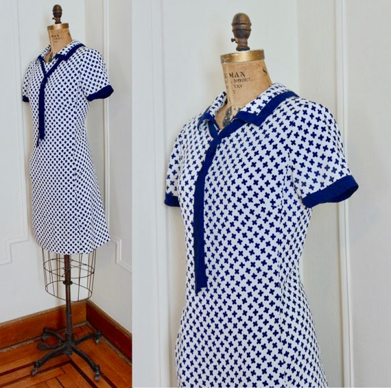 1950s Linen and Navy Blue Nautical and Preppy Sai… - image 4