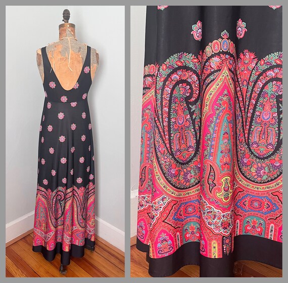 paisley nights, 1970s MAXI Nightgown by Mistee - … - image 8