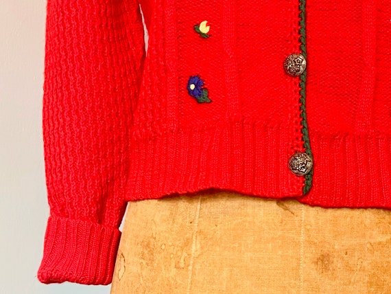 1950s AUSTRIAN FOLK cardigan - vintage WOOL butto… - image 3