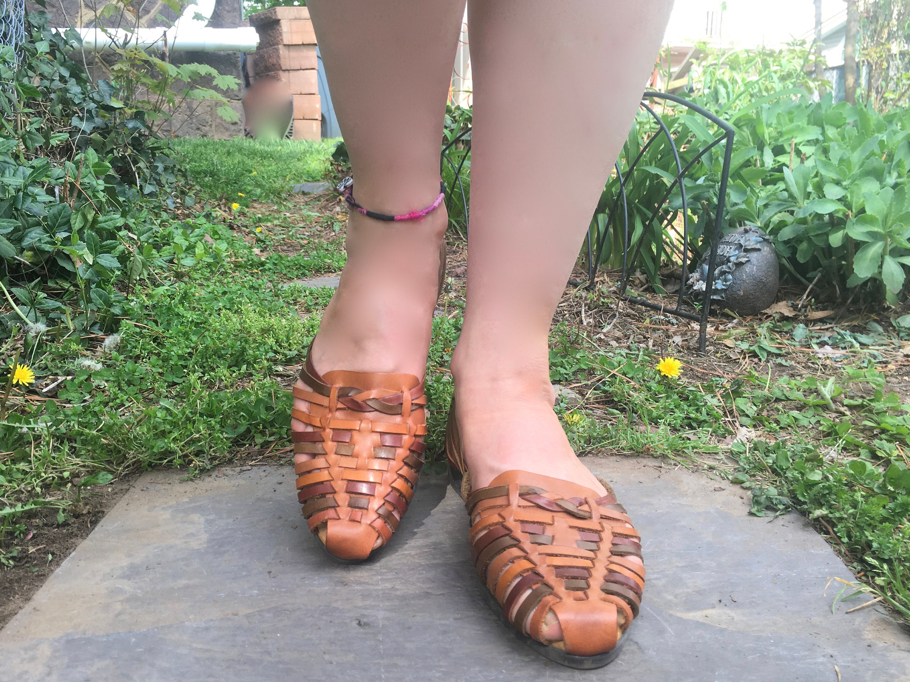 revival - braided leather flat sandal - metalic green