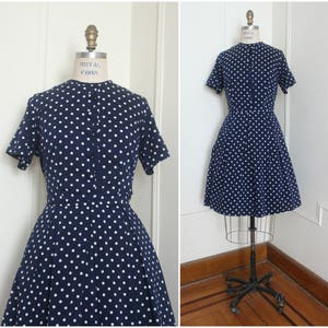 Vintage 1960s Navy Blue and White Polka Dot NEW LOOK Day Dress - Etsy