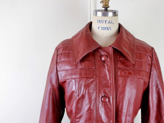 1970s Mahogany Brown Leather Jacket with optional… - image 5