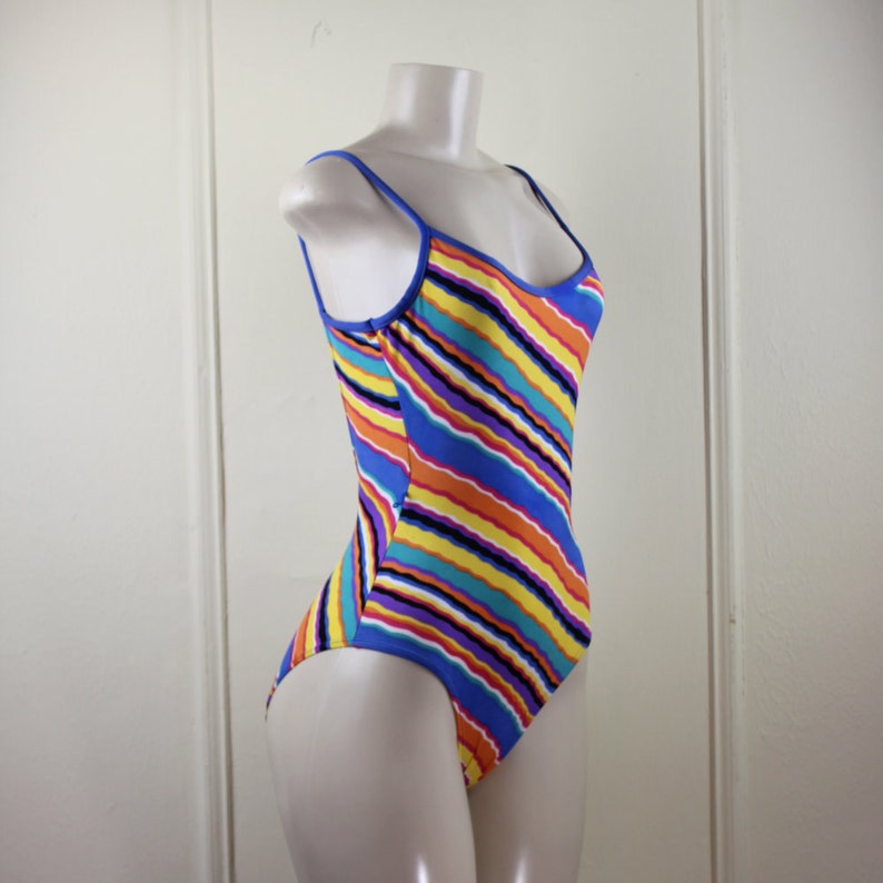 Vintage 1980s Rainbow Stripe Swimsuit bathing suit maillot | Etsy