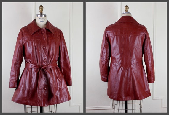 1970s Mahogany Brown Leather Jacket with optional… - image 10