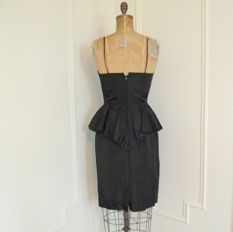 Vintage 1980s Black Party Dress With Rhinestone Bow and Sassy - Etsy