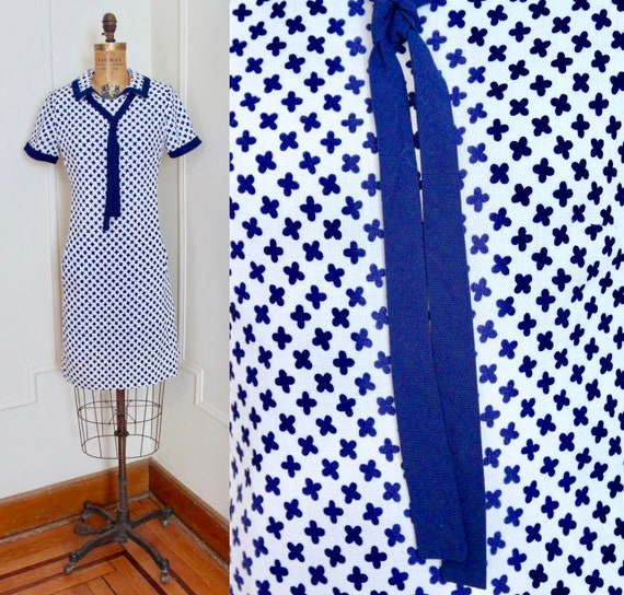 1950s Linen and Navy Blue Nautical and Preppy Sai… - image 2