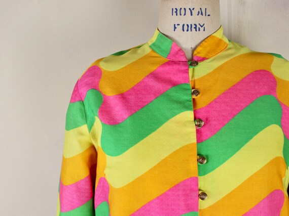 neon psychedelics, vintage 1970s Cotton Blouse wit