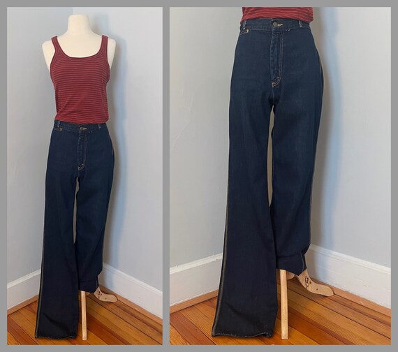 Landlubber - 1970s Dark Wash High-waisted, Hip-hugger Jeans