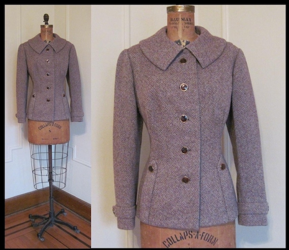 vintage 1960s Arnold Scaasi Brown Tweed Coat, wit… - image 2