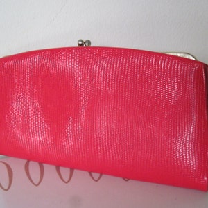 vintage 1960er MOD Kirschrote Schlangenhaut VINYL PORTEMONNAIE mit Wechselgeldbeutel - vegan, retro, rockabilly
