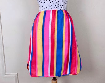 1960s Bright Rainbow Striped Mini Half Slip - vintage size 7 juniors, small to medium, s/m