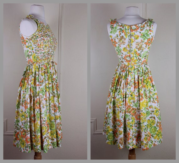 garden party, vintage 1950s sun dress - woven lat… - image 6