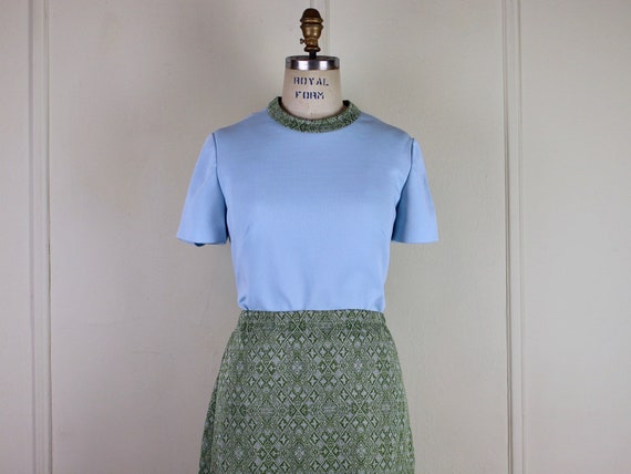 vintage 1960s 3pc Skirt Set with short sleeve shi… - image 3