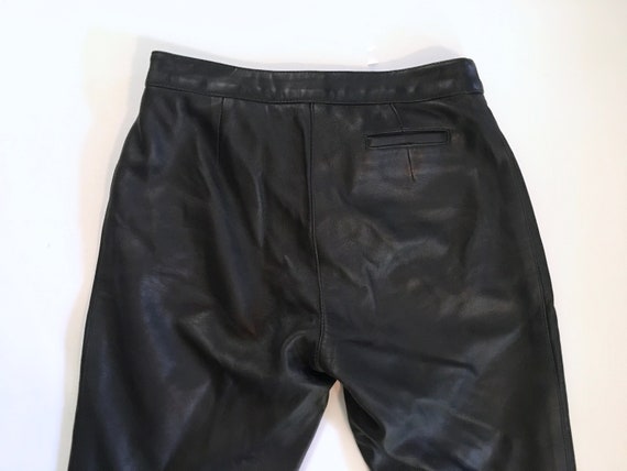 1990s Black Leather pants - LOW RISE pants / jean… - image 8