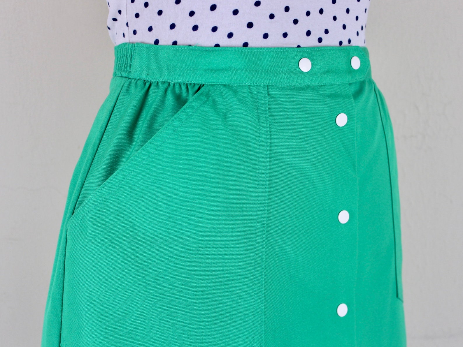 1980s Super Preppy Kelly Green Cotton Skirt With White Snaps & | Etsy