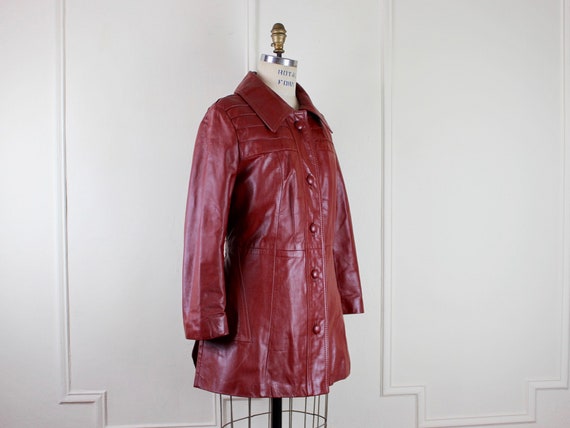 1970s Mahogany Brown Leather Jacket with optional… - image 4