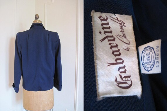 1940s Navy Blue Gabardine Jacket - vintage tailor… - image 5