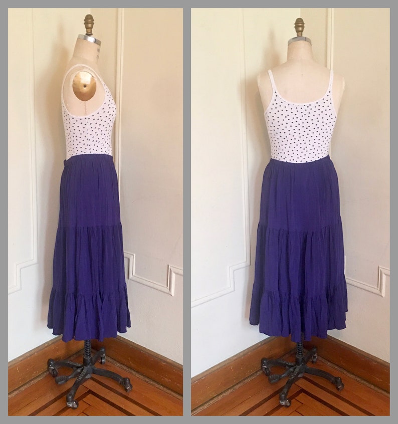 1980s Dark Purple Broomstick Midi Skirt by Young Country Etsy
