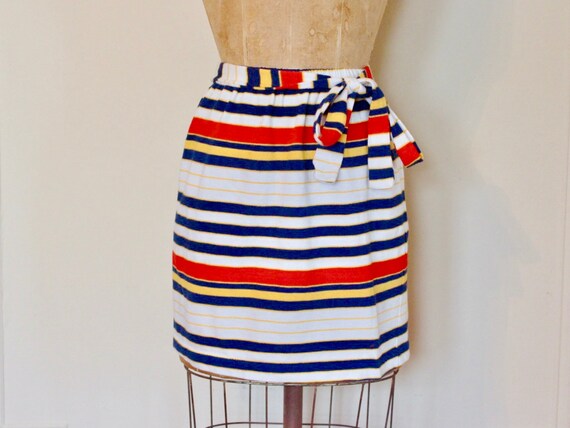 Striped micro mini vintage 1970s skirt nautical navy | Etsy