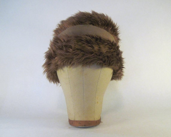 vintage 1960s faux fur cloche with brown grosgrai… - image 2