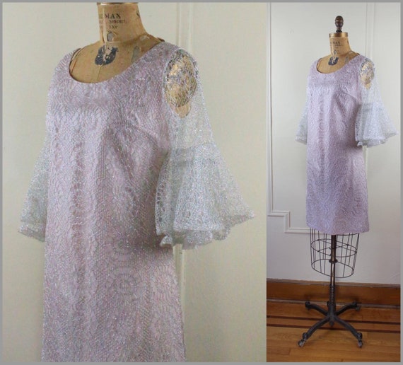 vintage 1960s Pink Satin & Metallic Silver SPACE … - image 4