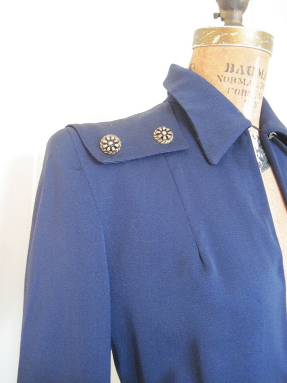 1940s Navy Blue Gabardine Jacket - vintage tailor… - image 2