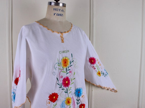 flowers + embroidery + cancun, vintage white embr… - image 2