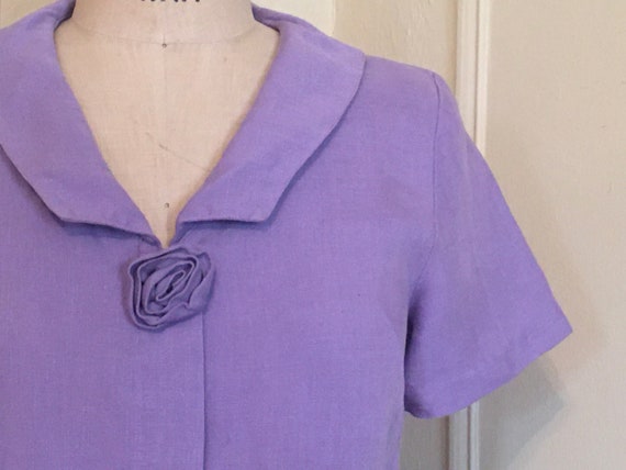 vintage 1950s Pastel Purple Linen Summer Dress wi… - image 5